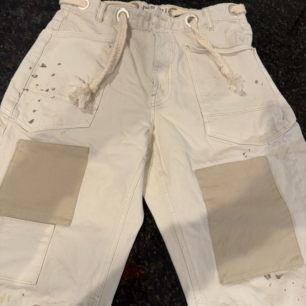 Free People Moxie barrel jeans size 30 paint splatter
